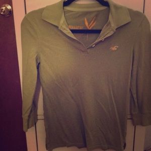 Palm Green 3/4 Hollister Collared Shirt